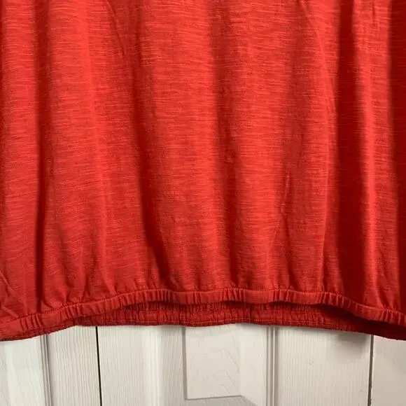 prAna red ribbed front tie neck Ocupas Popover Top Large - Picture 4 of 9